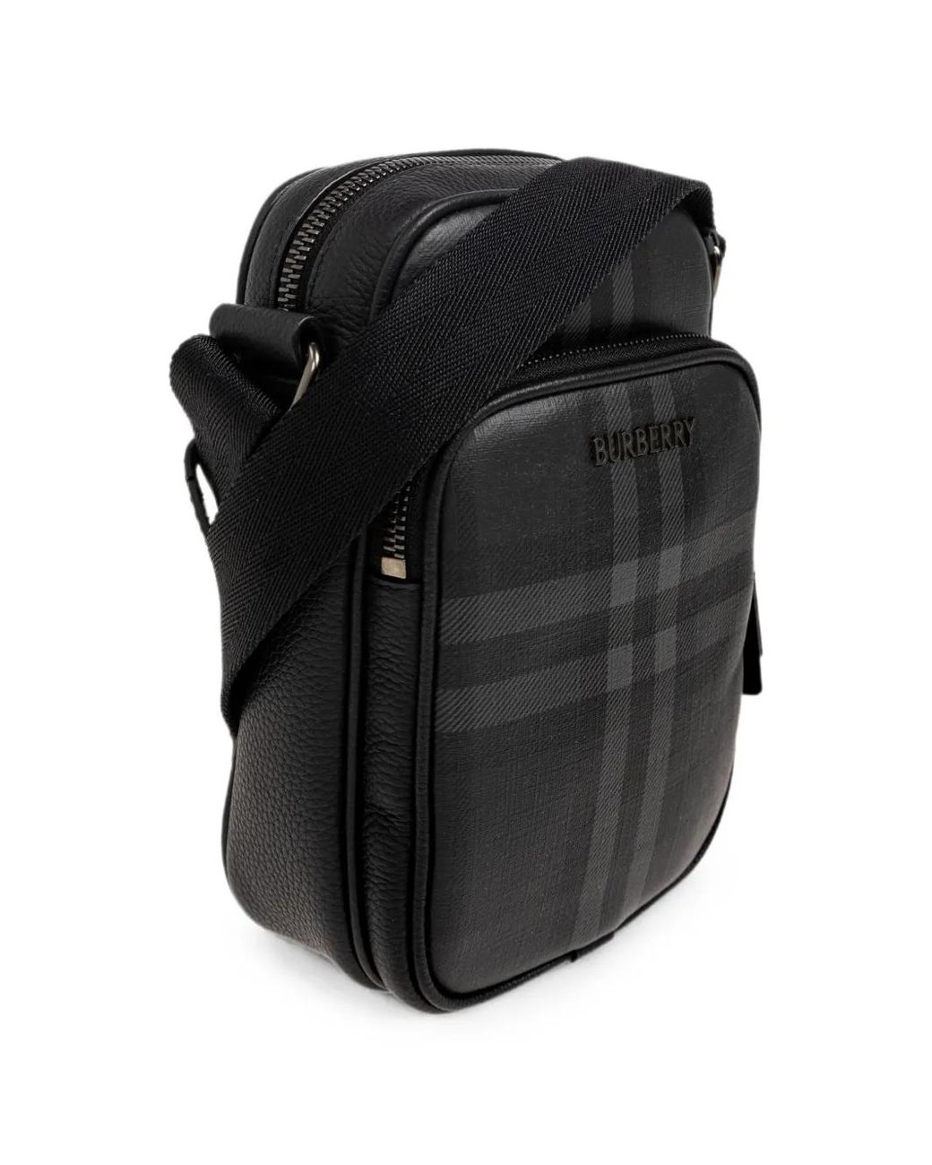 Burberry Black Mini City Check Crossbody Bag for men