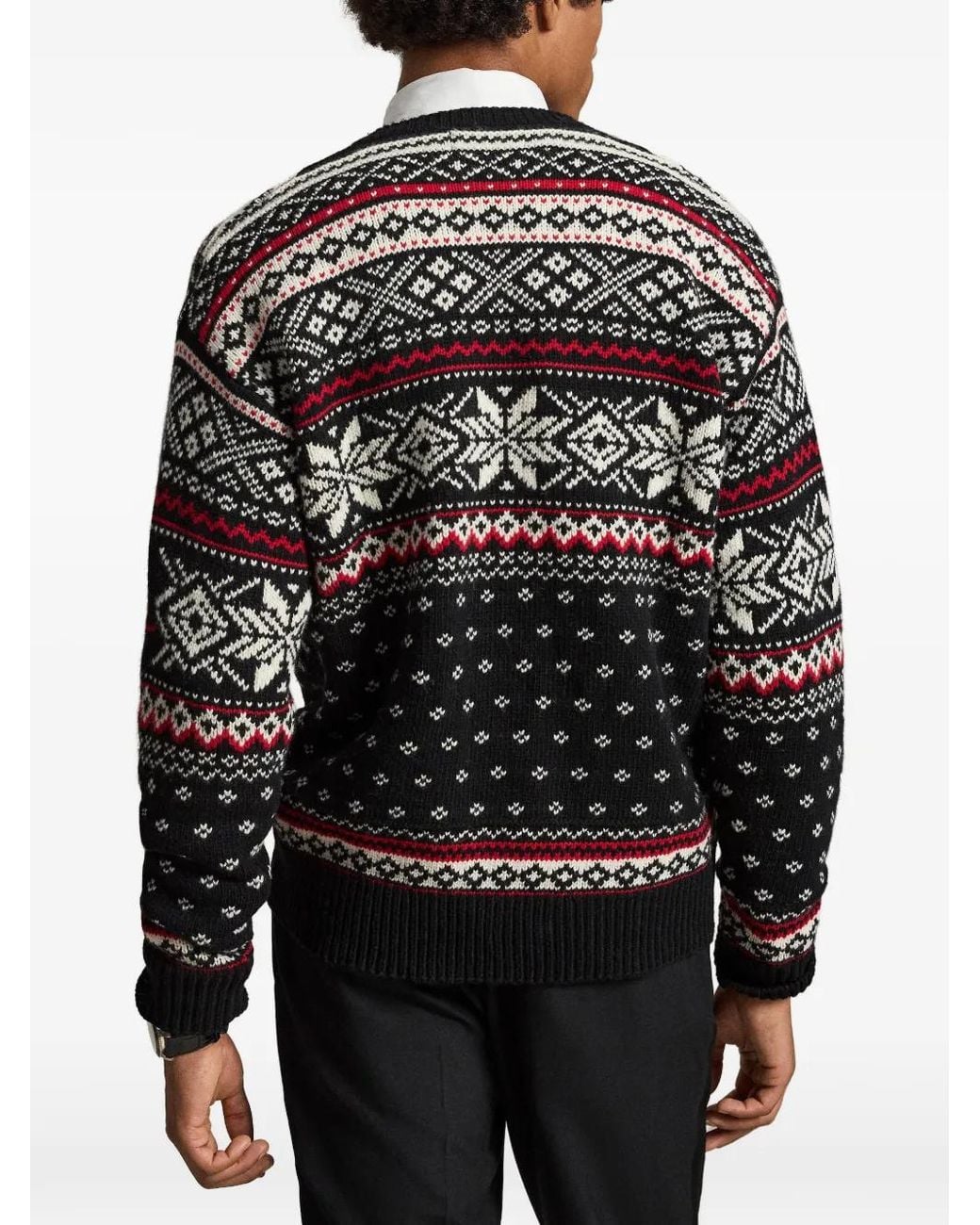 Polo Ralph Lauren Black Embroidered Wool Jumper for men