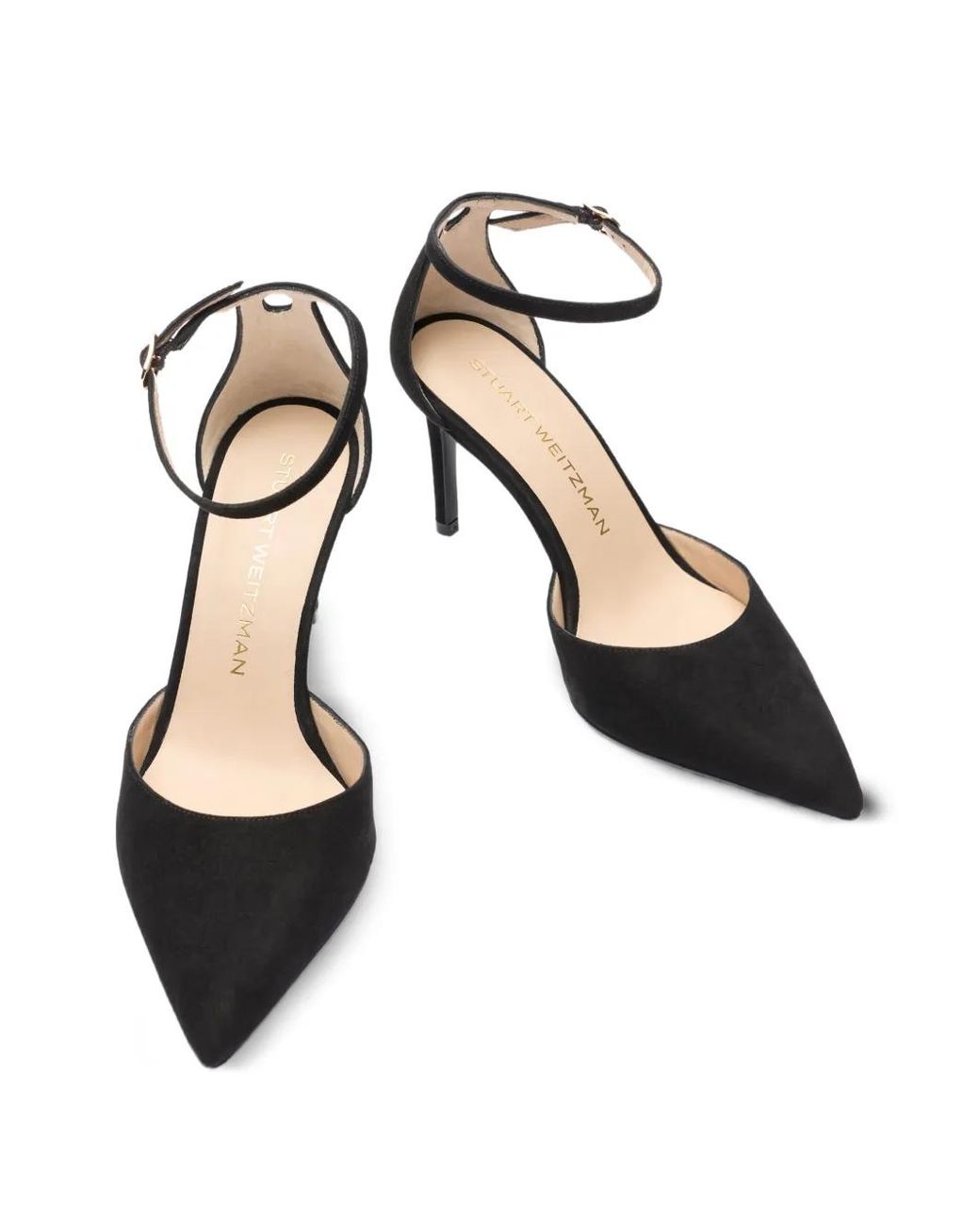 Stuart Weitzman Black 85Mm Ankle-Strap Pointed Pumps