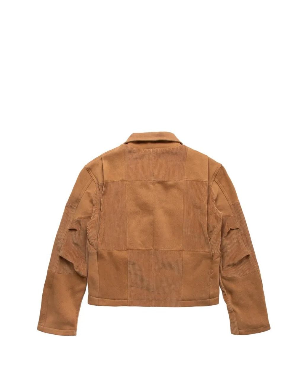 Les Tien Brown Patchwork Zip Jacket for men