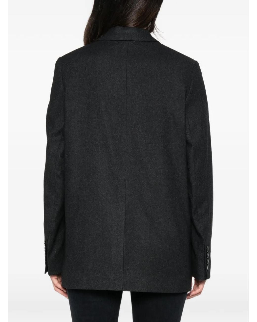 Closed Black Double-Breasted Peaked-Lapel Jacket