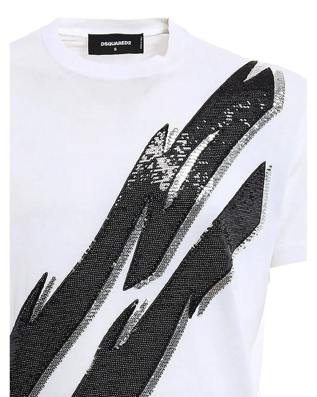 DSquared² White Sweat Brodé De Sequins