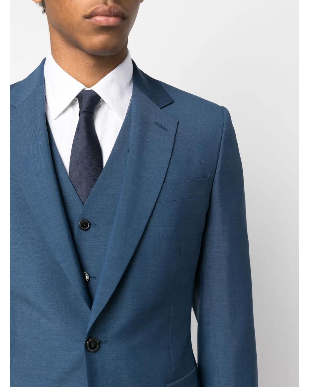 Fursac Blue Single-Breasted Suit for men