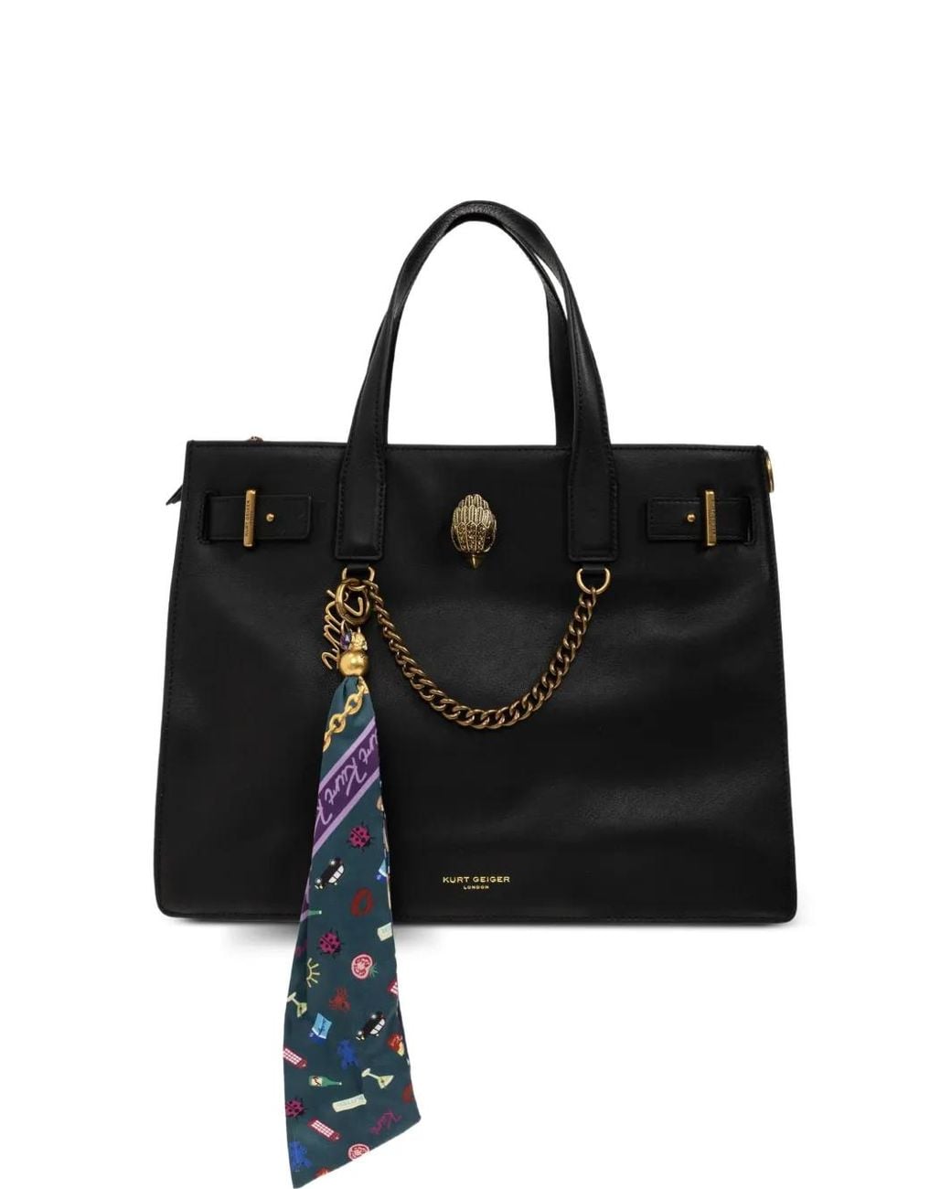 Kurt Geiger Black Sloane Eagle-Plaque Tote Bag