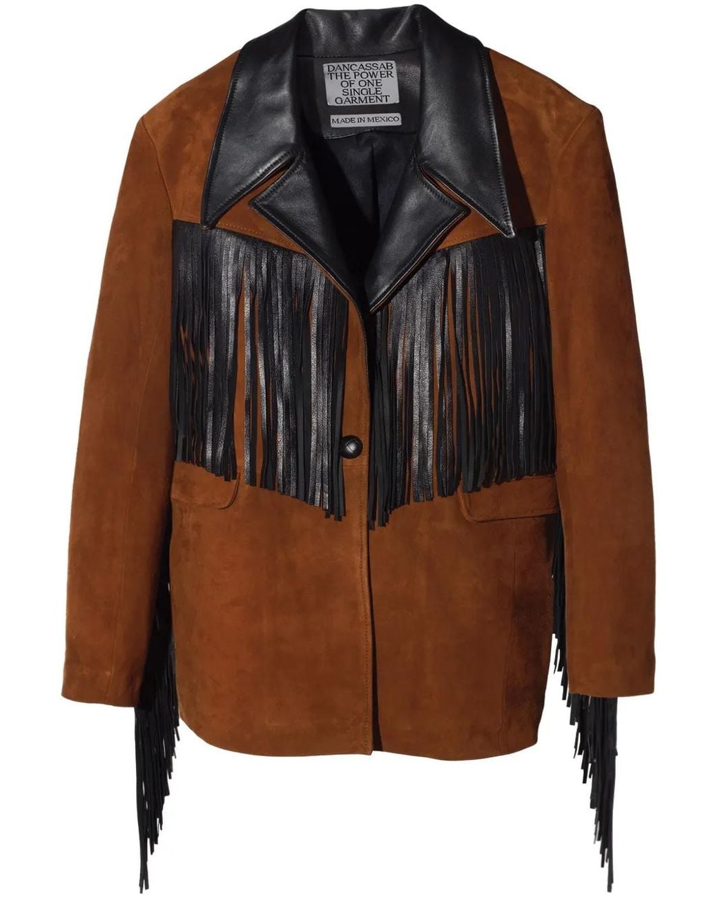 Dan Cassab Brown Patsy Fringe-Trim Suede Jacket