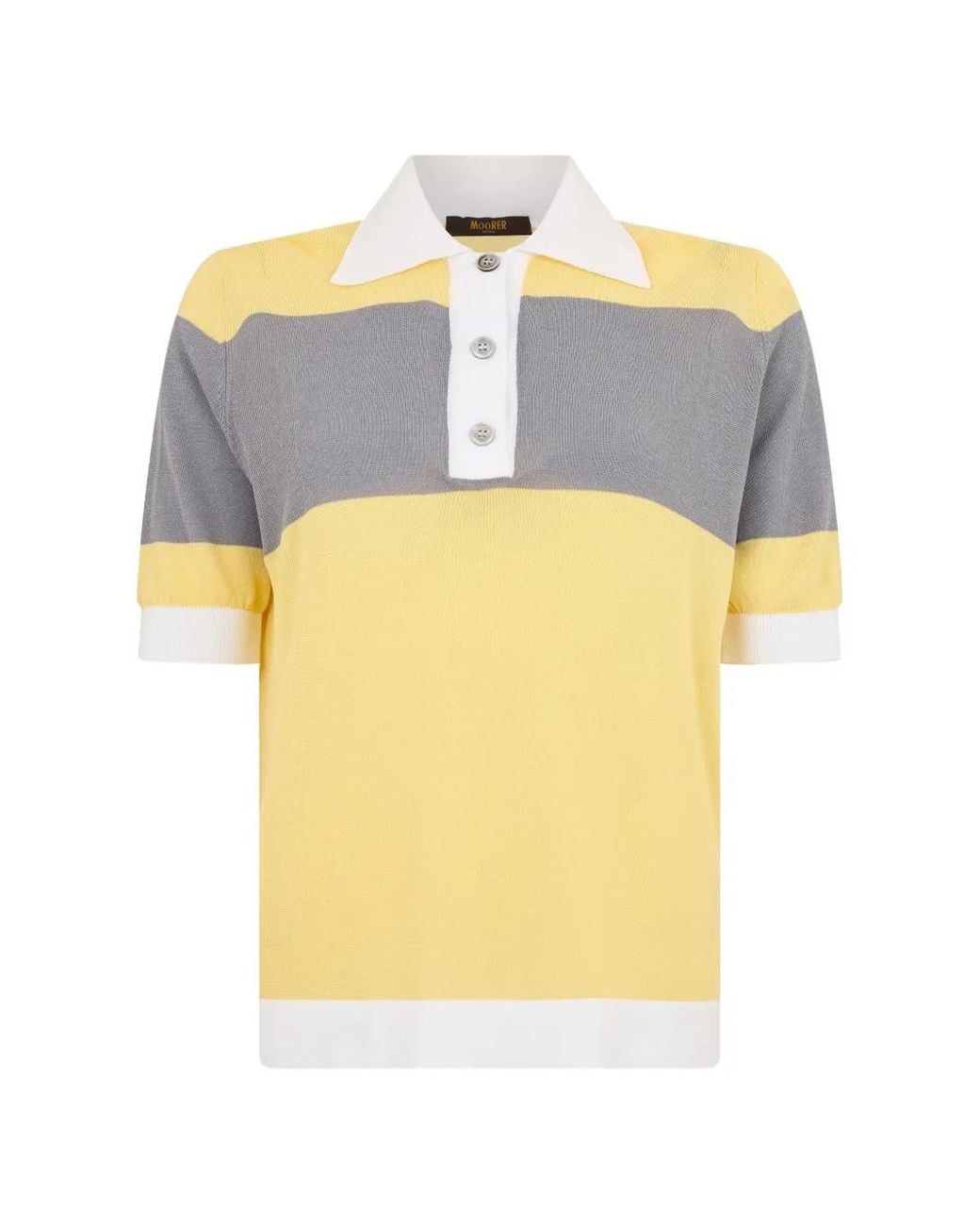 Moorer Yellow Striped Short-Sleeve Polo Shirt