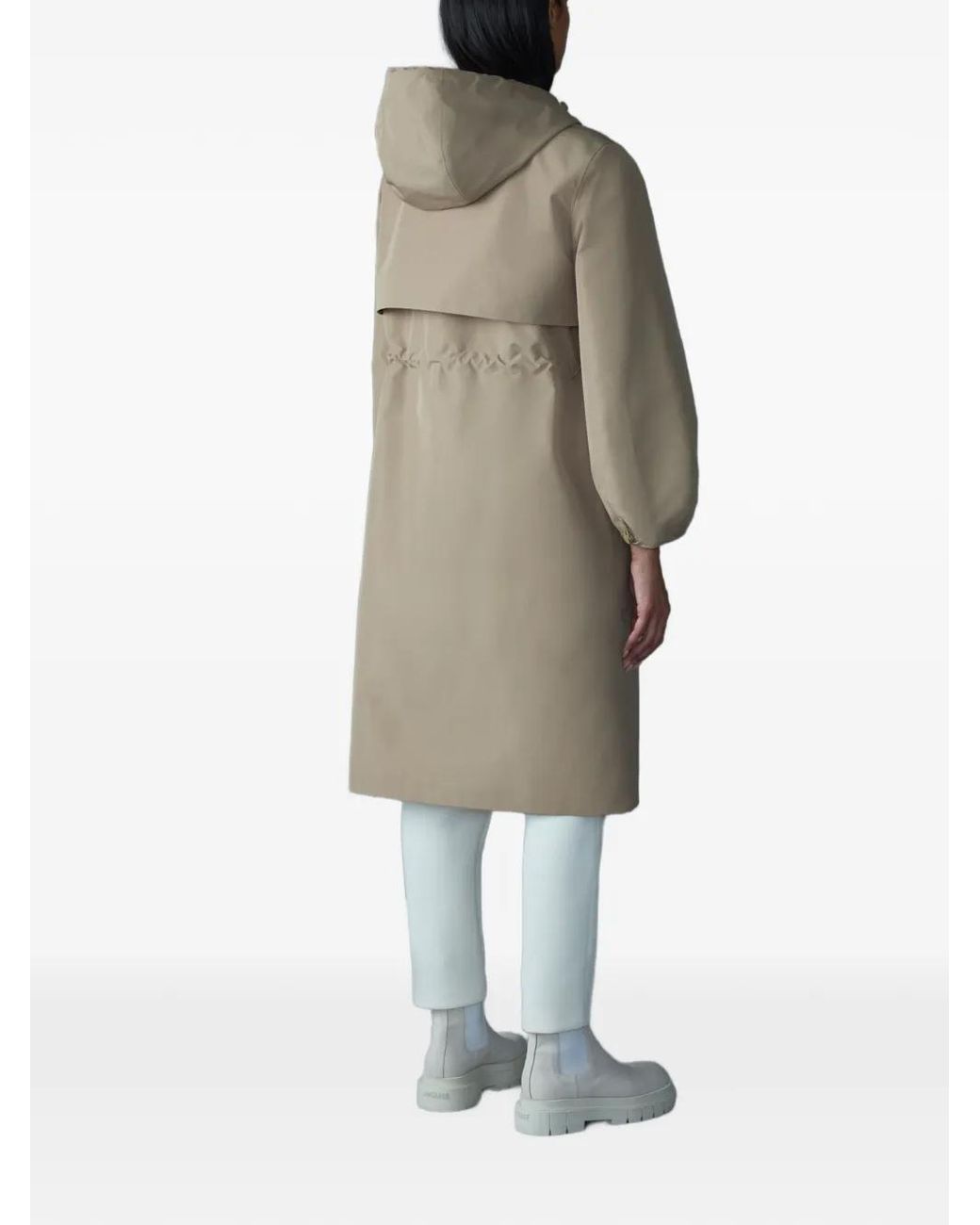 Mackage White Mekelle-Z Drawstring Hooded Raincoat