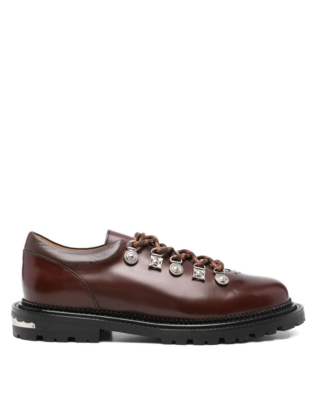 Toga Virilis Brown Lace-Up Leather Derby Shoes for men