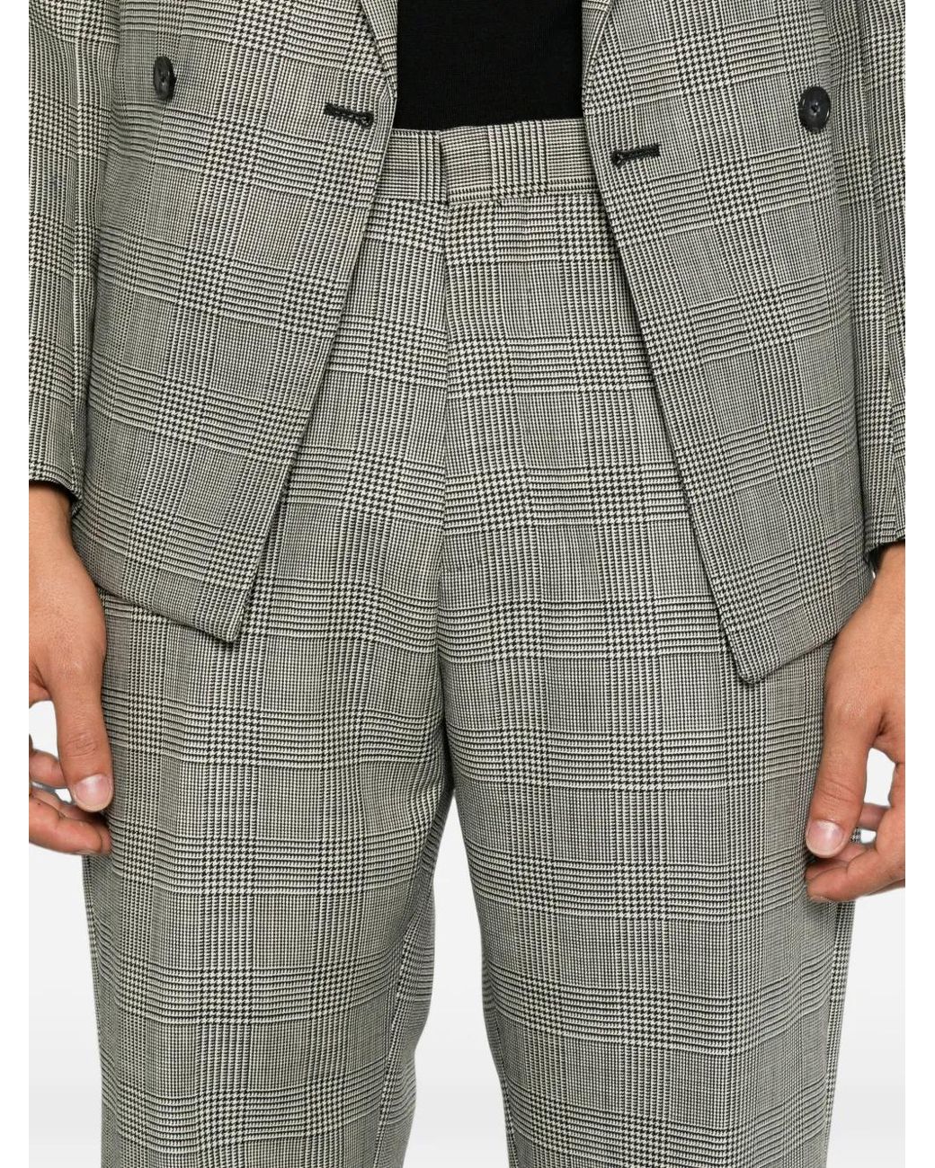 época Gray Prince Of Wales Check Double-Breasted Suit for men