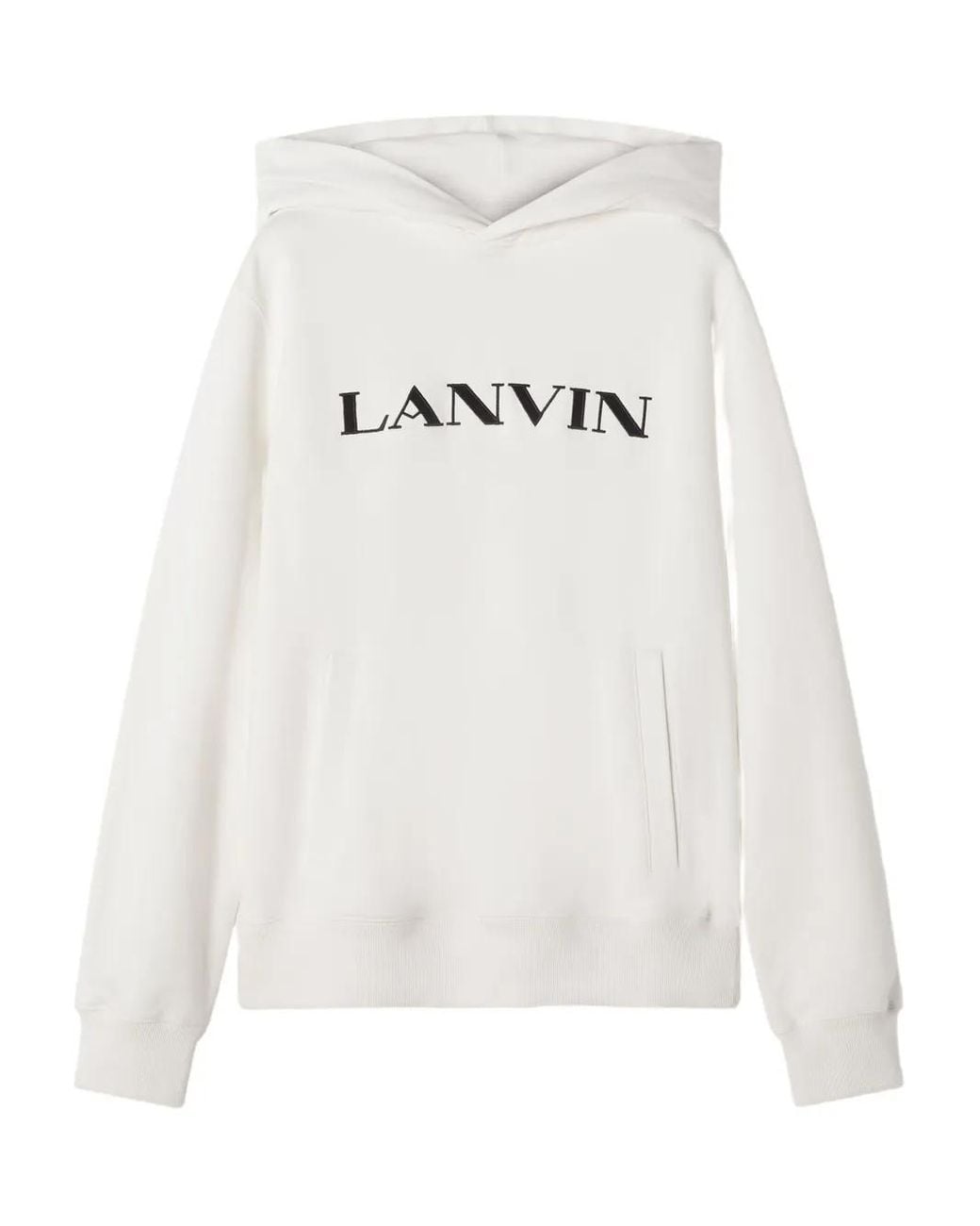 Lanvin White Logo-Embroidered Hoodie for men