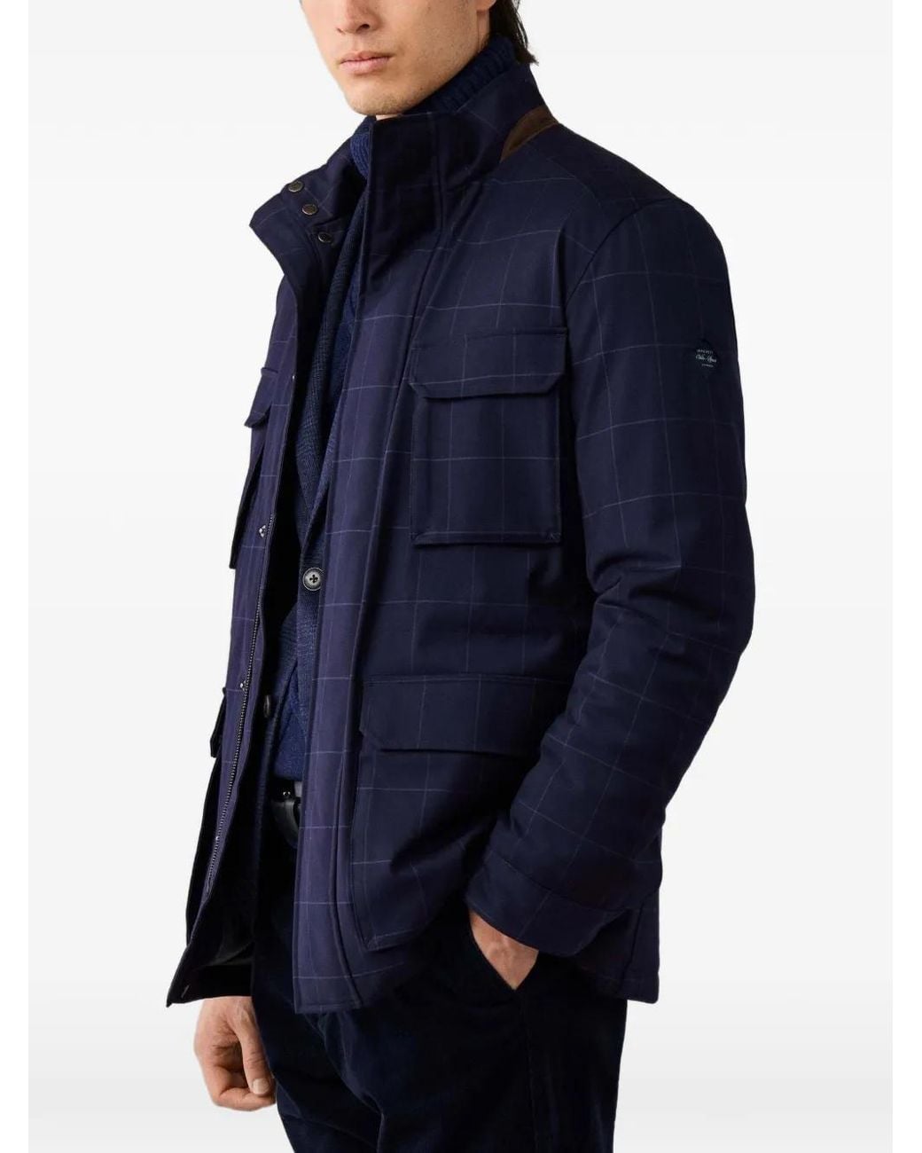 Hackett Blue Velo-Speed Windowpane-Check Jacket for men