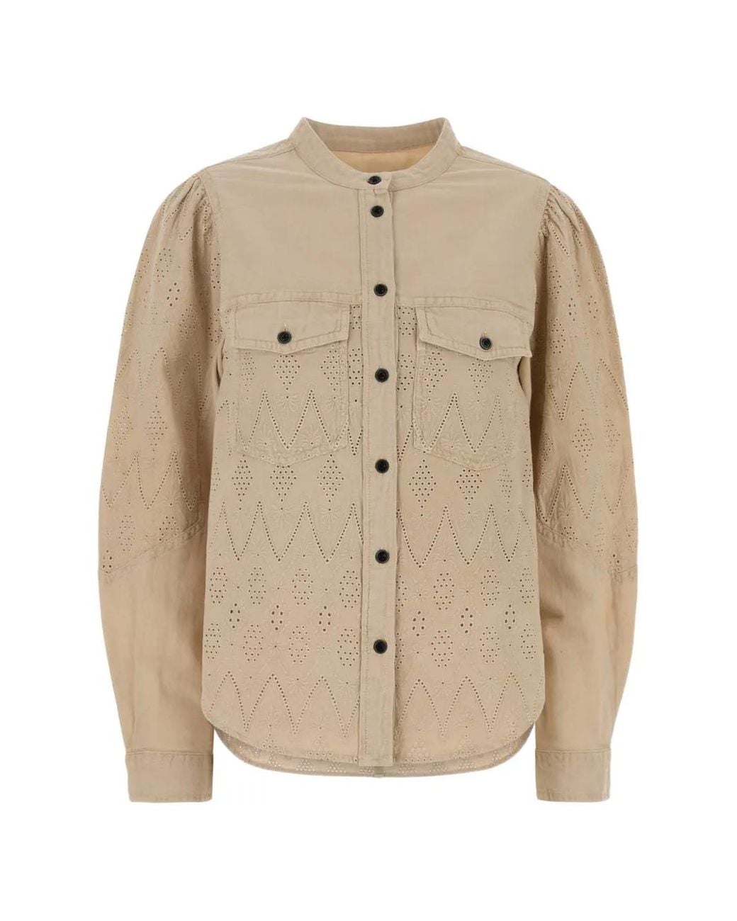 Isabel Marant Natural Kaina Embroidered Washed-Cotton Shirt