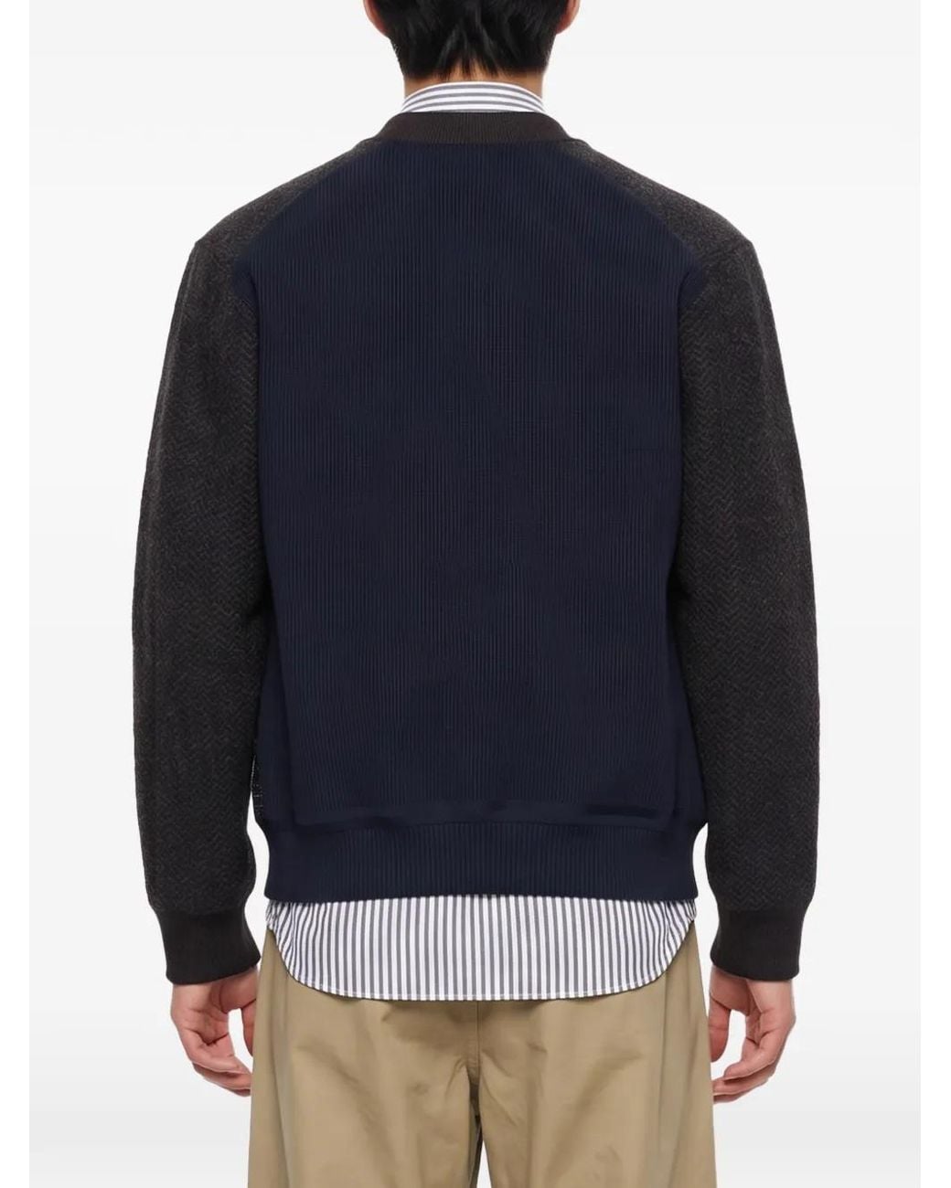 Junya Watanabe Blue Patchwork Herringbone Cardigan for men