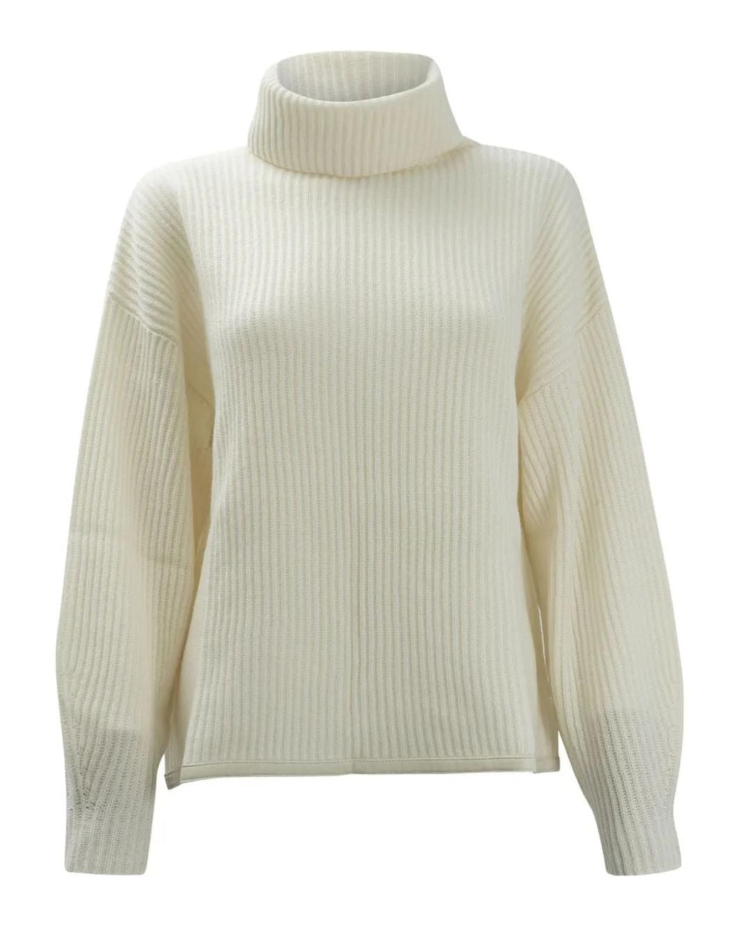 Max & Moi Natural Roll-Neck Ribbed Sweater