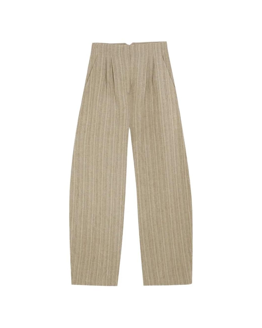 Cortana White Camila Linen Straight-Leg Trousers