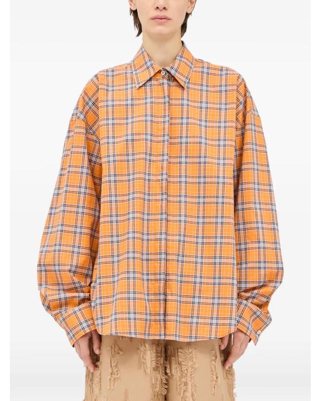 MSGM Orange Hemd Mit Rüschen