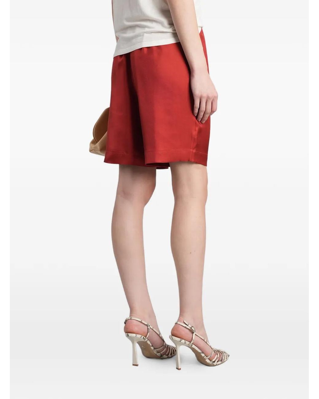 Loulou de Saison Red Zinia Elasticated-Waistband Shorts