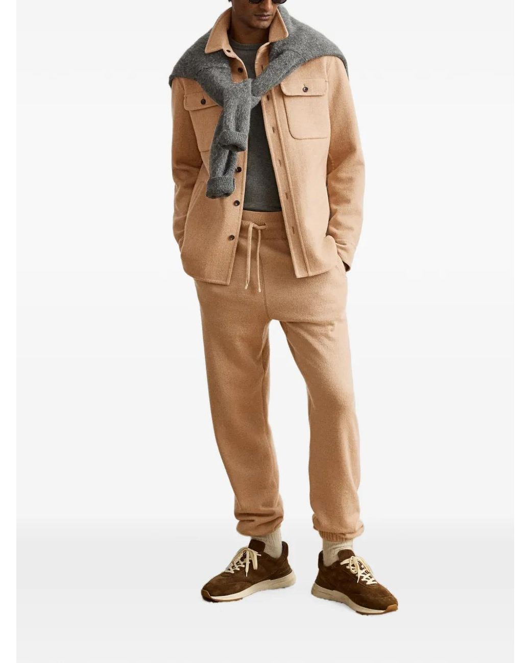 Ralph Lauren Natural Drawstring Wool-Blend Track Pants for men
