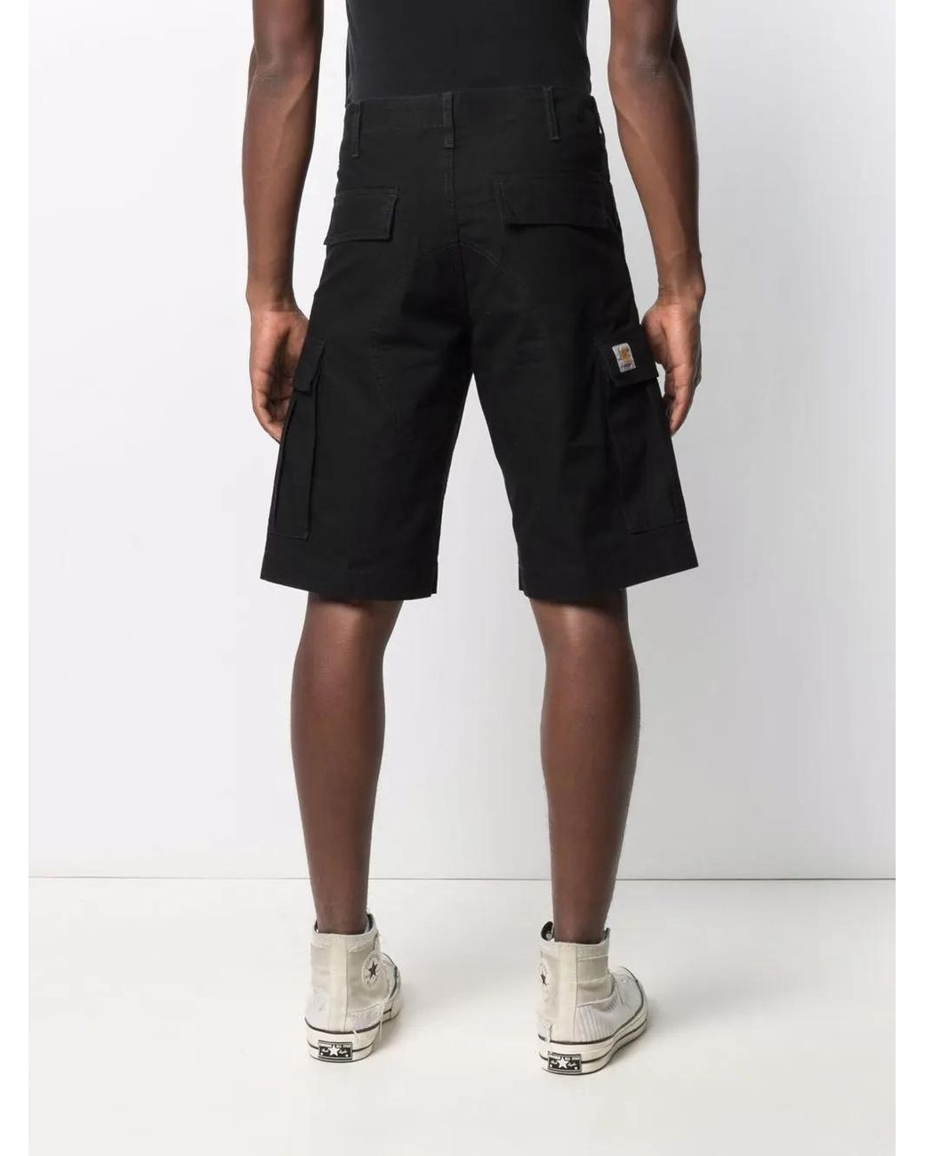 Carhartt Black Cotton Knee-Length Cargo Shorts for men