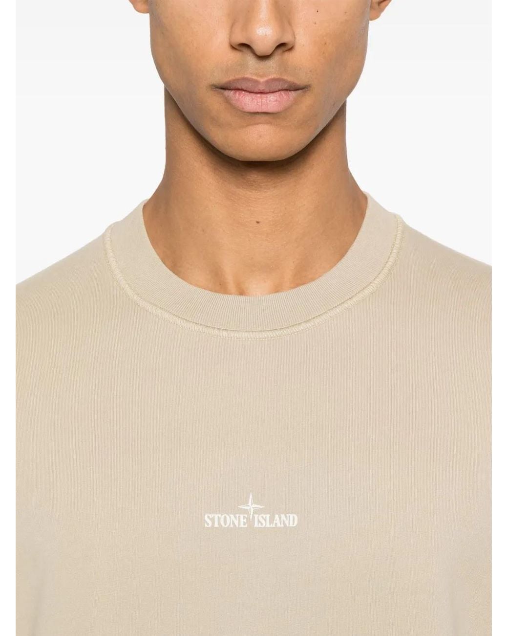 Stone Island Natural Logo Print Sweatshirt for men
