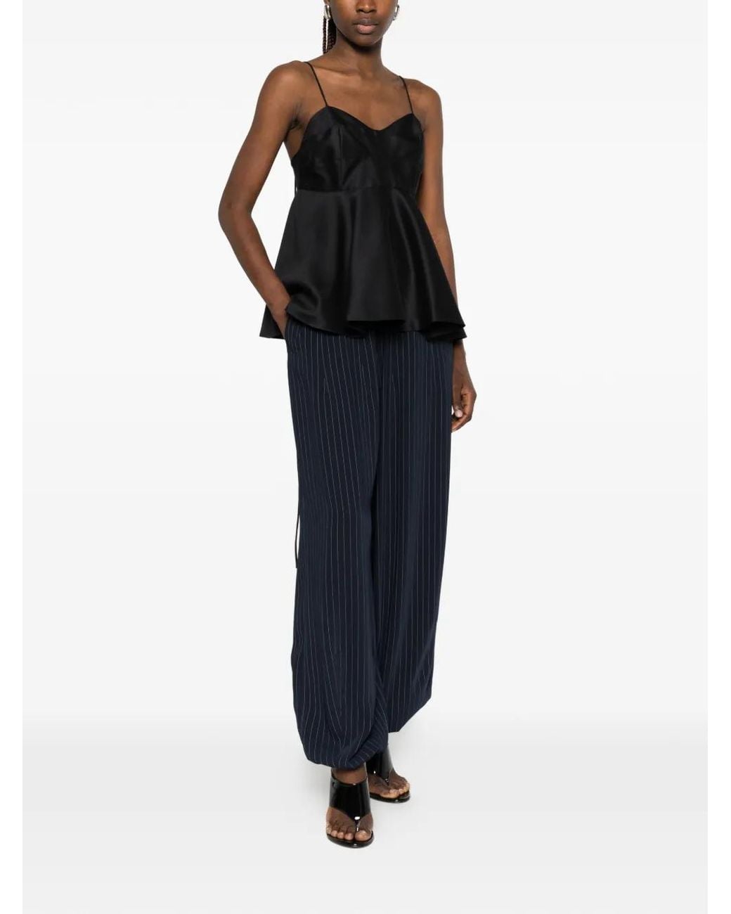 Rohe Black Bustier Peplum Top