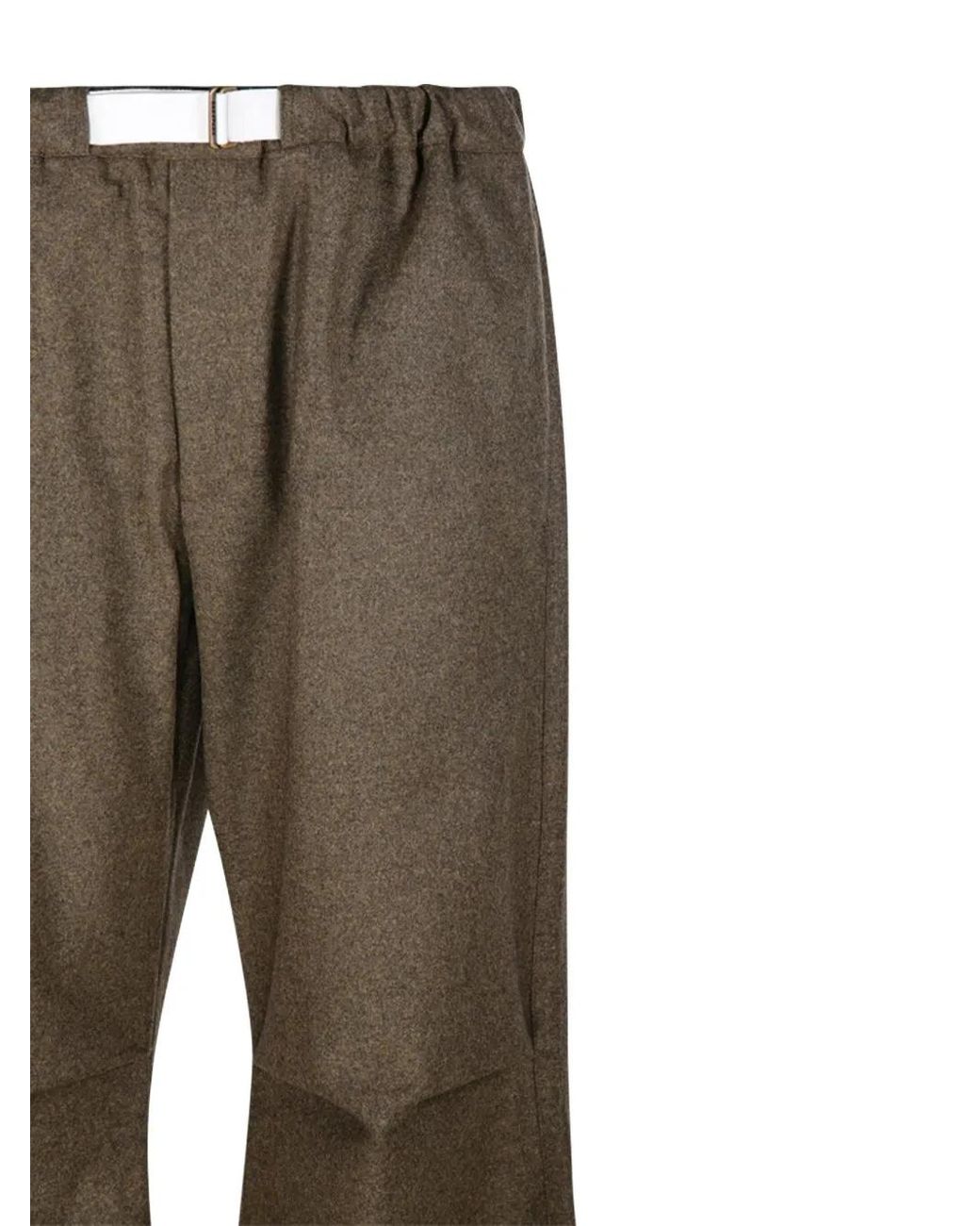 DARKPARK Green Elastic-Waistband Belted Trousers for men
