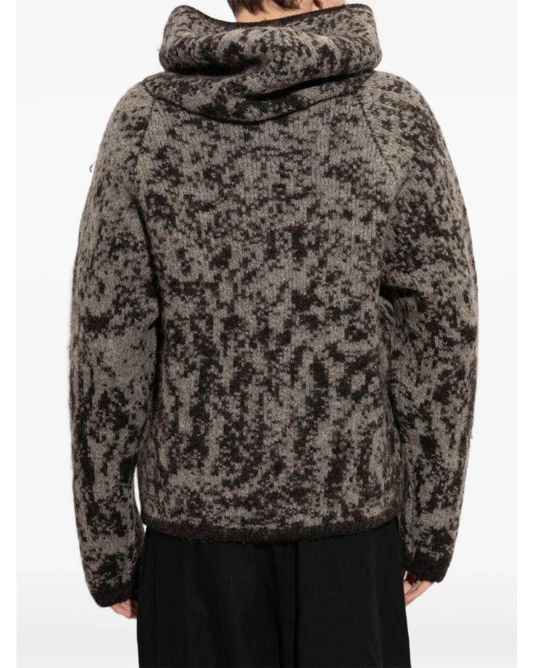 Roa Brown Abstract-Pattern Zip-Up Hoodie for men
