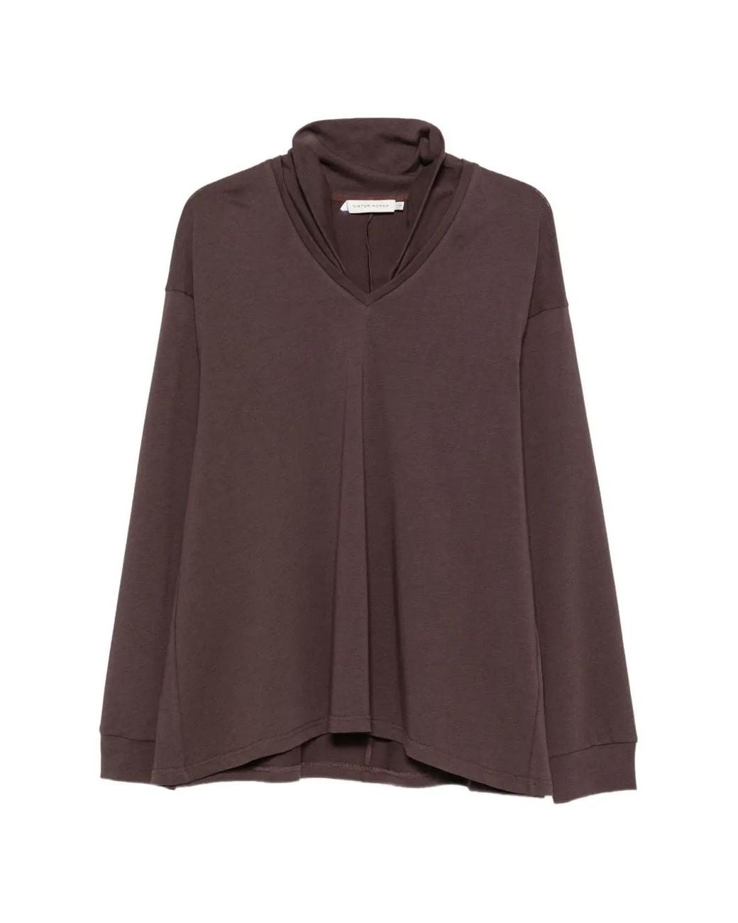 Viktoria Chan Brown Inez Shawl-Collar T-Shirt