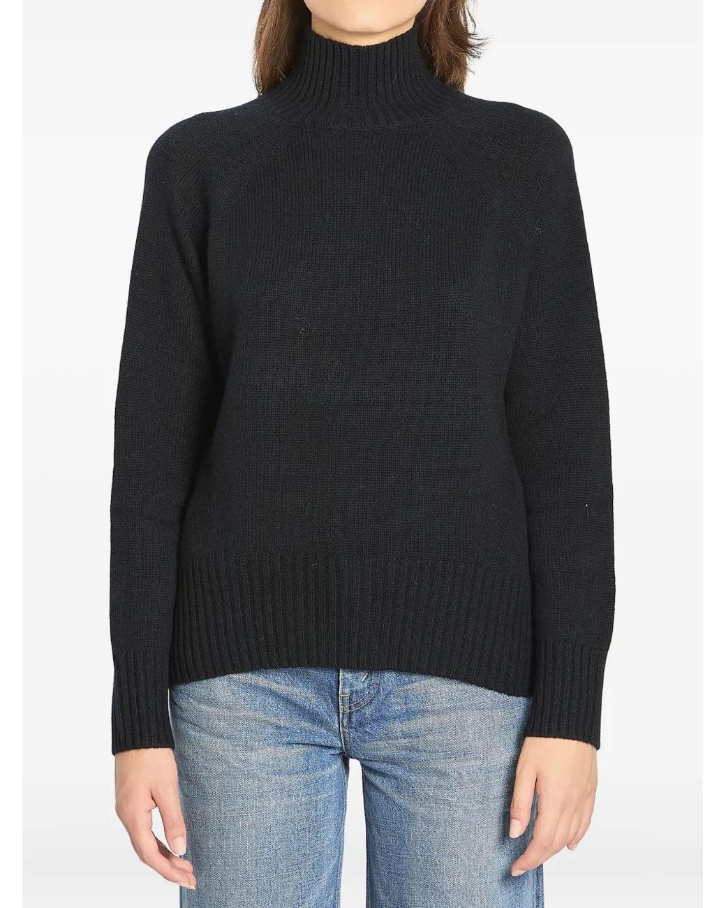 Allude Black Ribbed Turtleneck Sweater