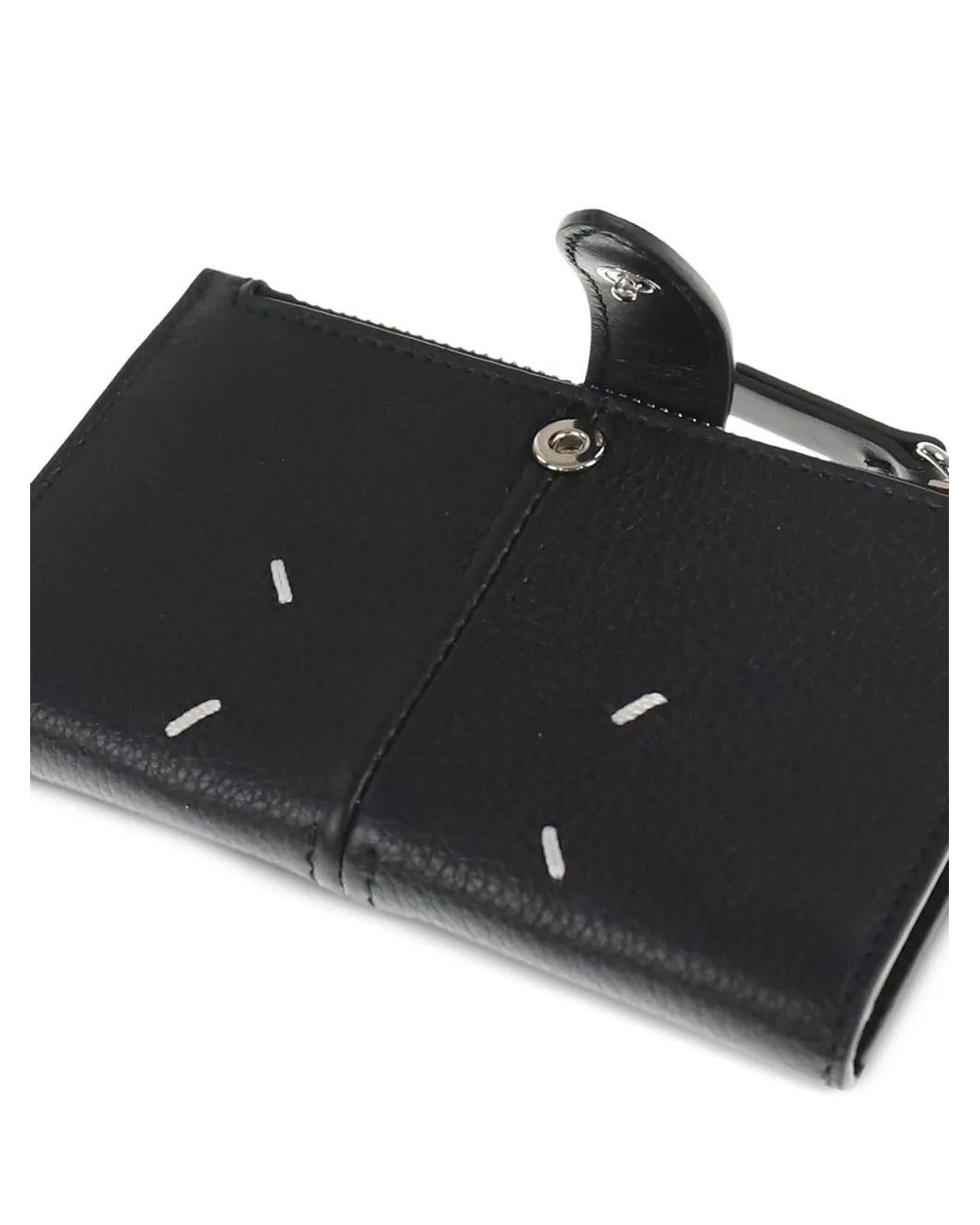 Maison Margiela Black Leather Zip Cardholder for men