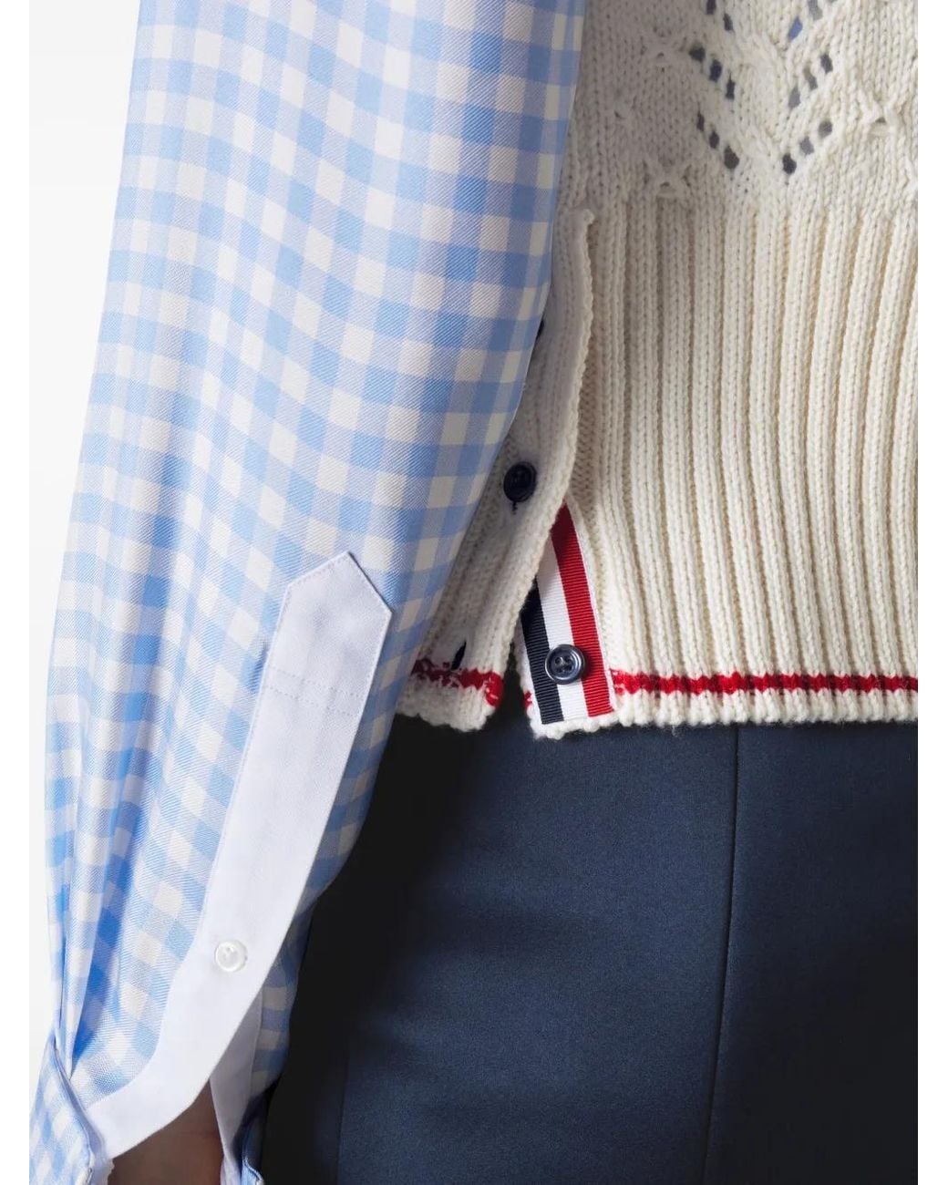 Thom Browne White Cable Pointelle Stitch Merinowool 4-Bar Shell Top