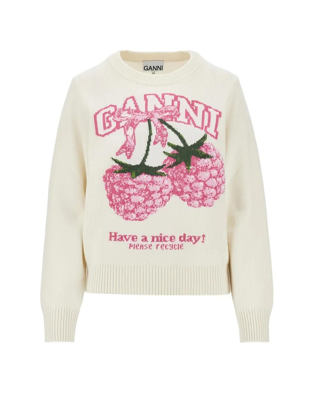 Ganni Pink Pull À Imprimé Framboises