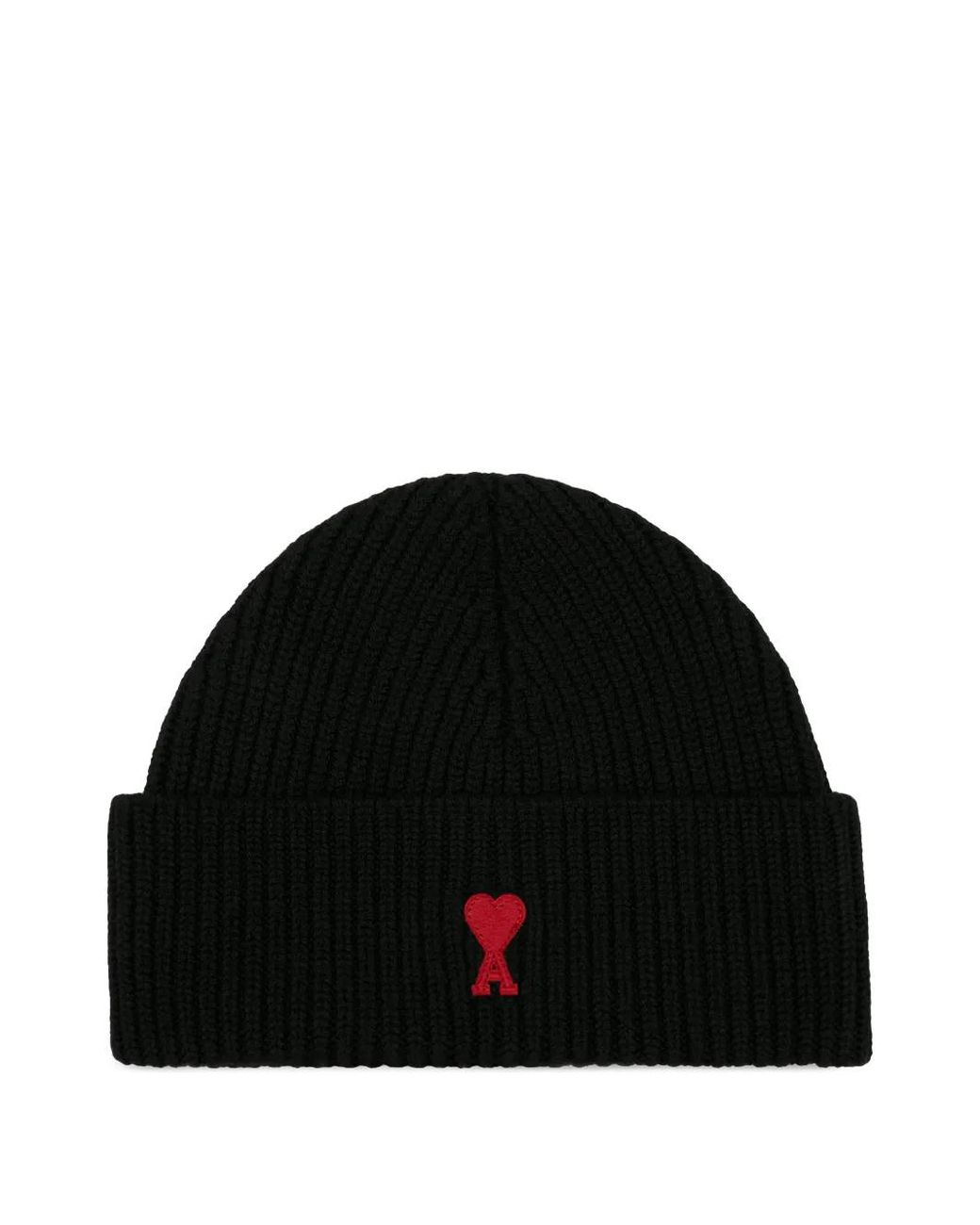 AMI Black Beanie Aus Wolle Mit Ami De Coeur