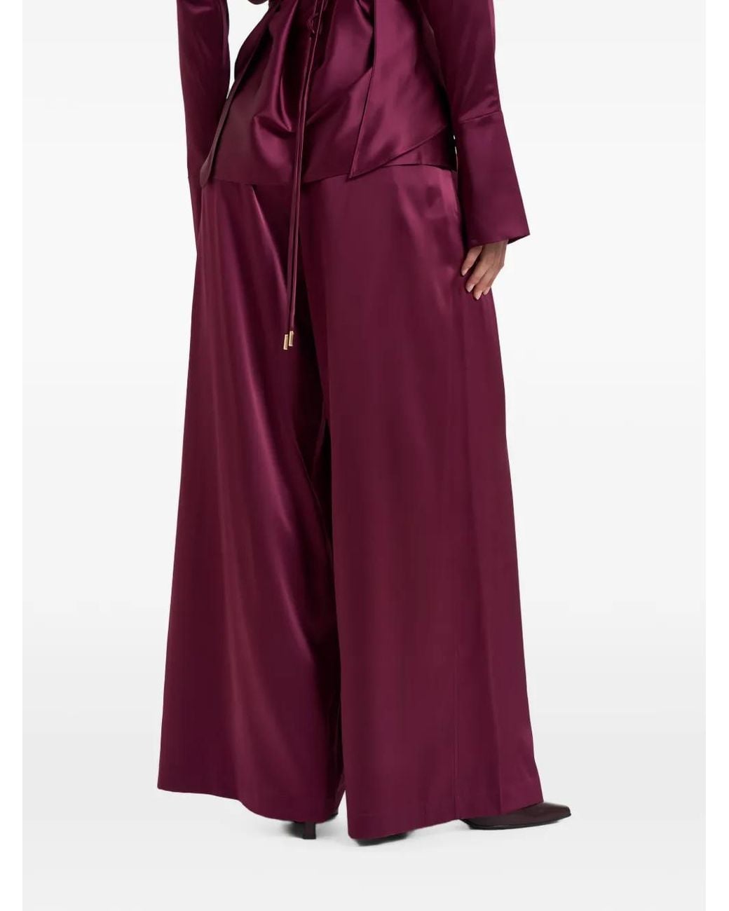 Danamé Purple Sandy Pleated Palazzo Pants