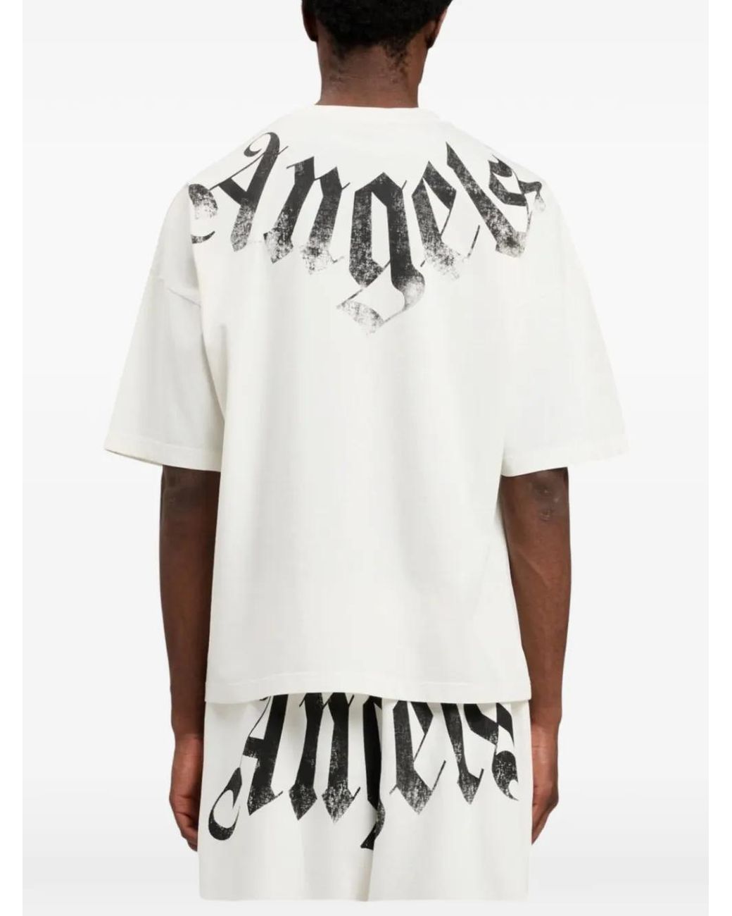 Palm Angels White Logo Cotton T-Shirt for men
