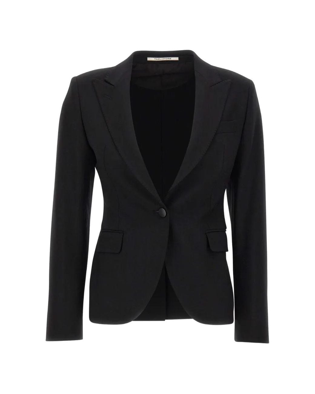 Tagliatore Black Single-Breasted Peak-Lapel Blazer