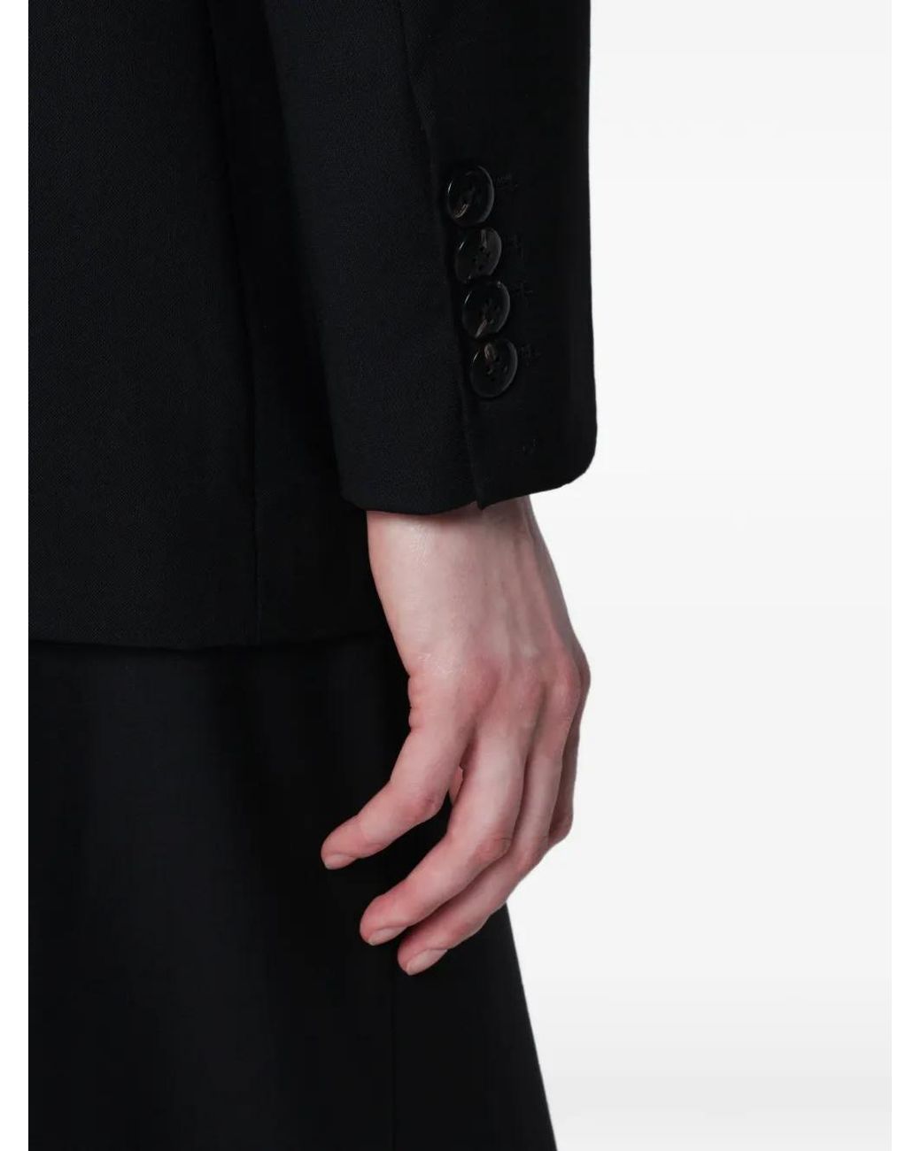 VI TO VI Black Flap-Pocket Double-Breasted Blazer