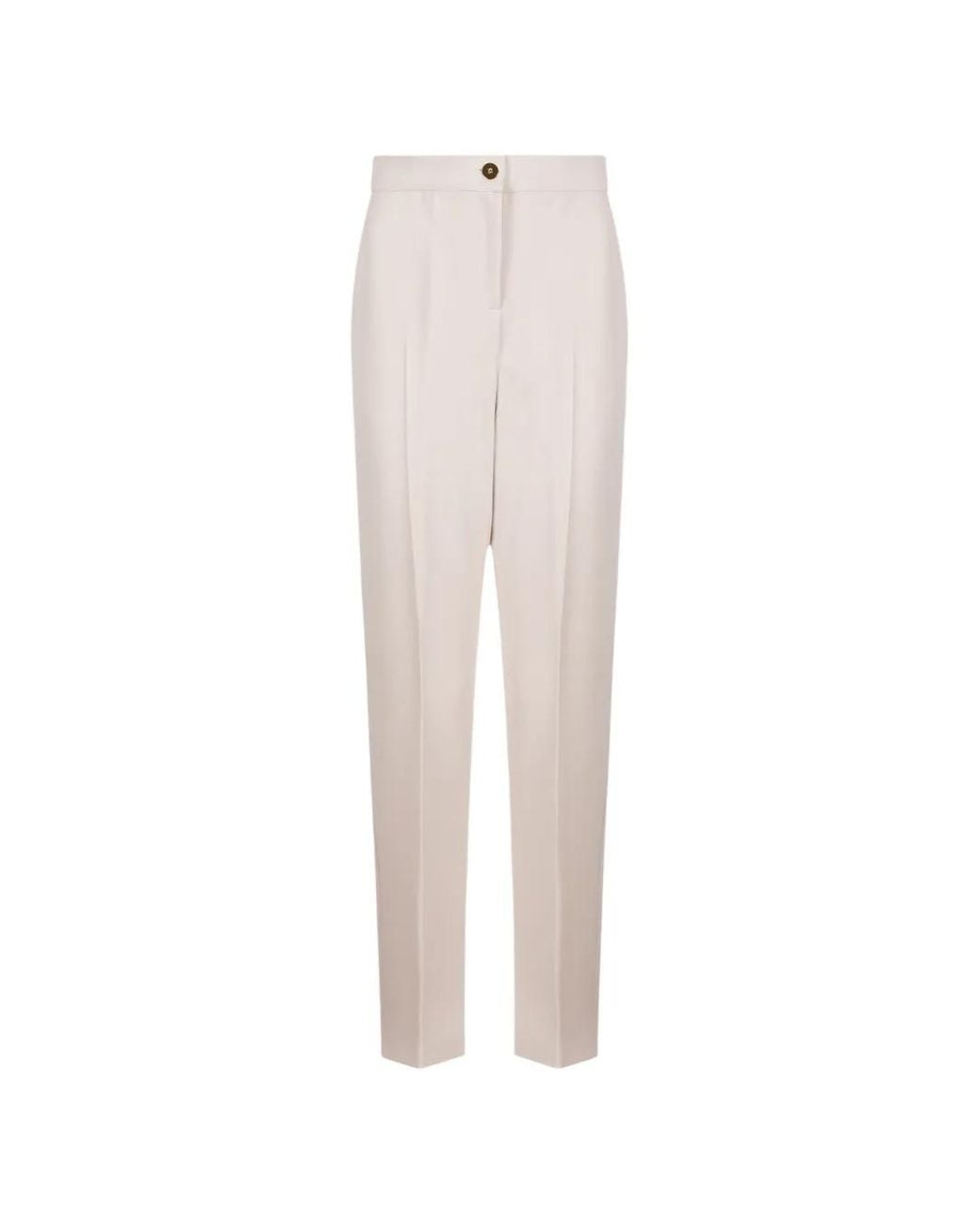 Marina Rinaldi White Pressed-Crease Tailored Trousers