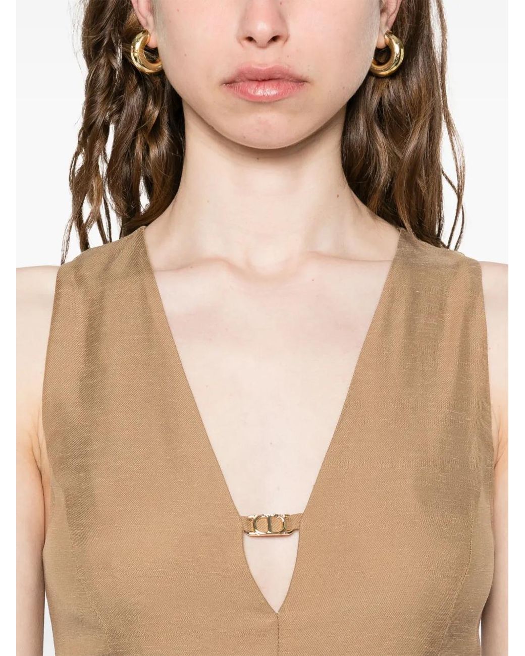 Twinset Natural Long Satin Jumpsuit