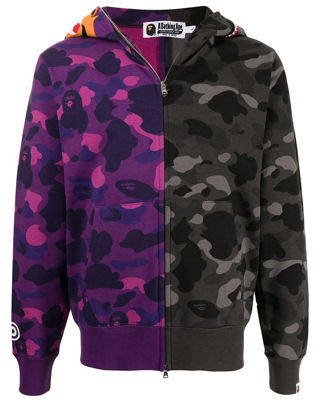 A Bathing Ape Two-tone Camouflage Hoodie in Black for Men | Lyst