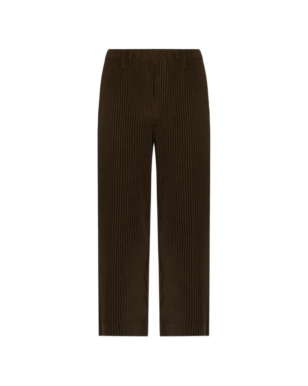 Homme Plissé Issey Miyake Brown Pleated Trousers for men