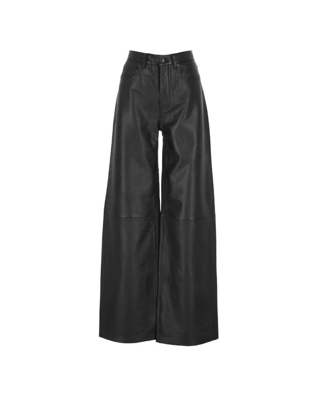 Lois Black Five-Pocket Leather Trousers