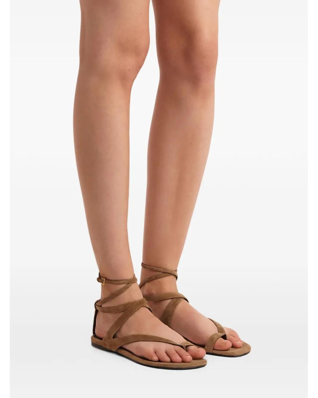 Khaite Brown Aimee Ankle Strap Flat Sandals