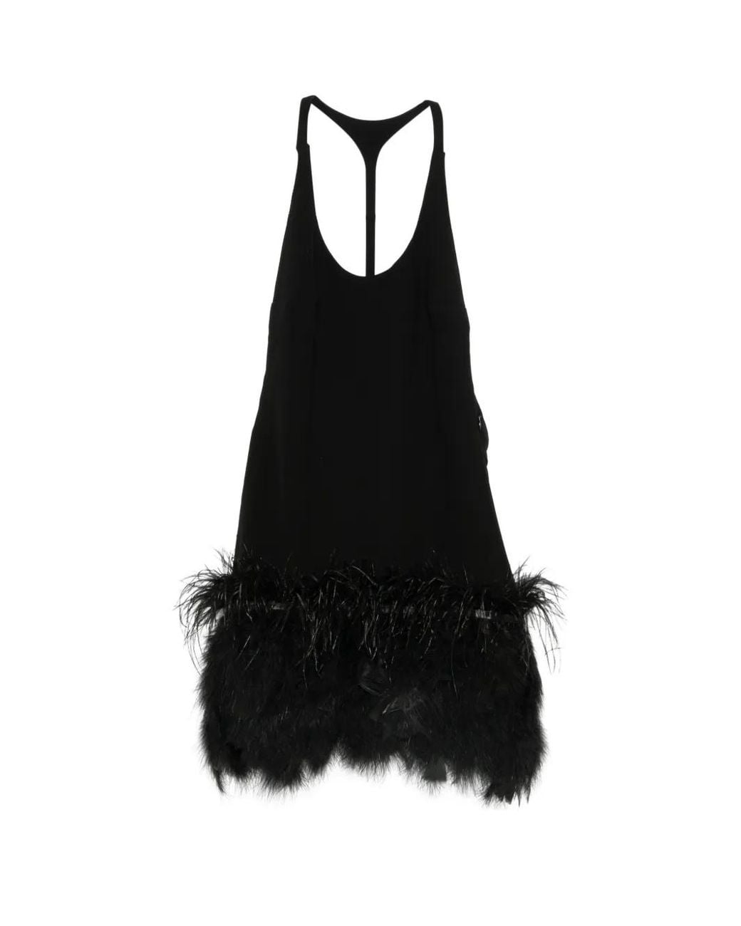 Vestiaire d'un Oiseau Libre Black Feather-Trim Open-Back Mini Dress