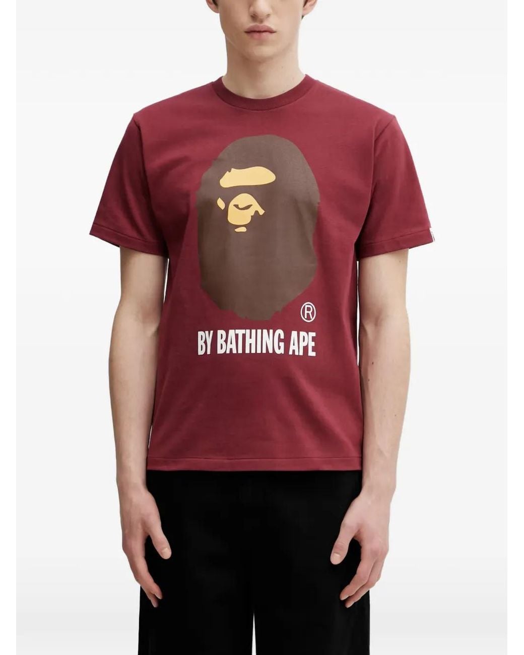 A Bathing Ape Red Graphic-Print T-Shirt for men