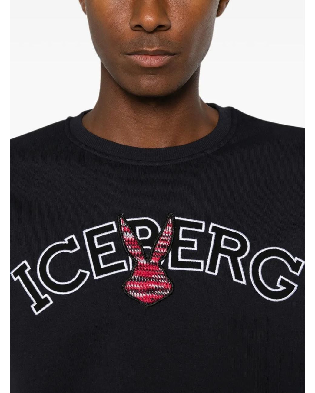 Iceberg Black Logo-Embroidered Sweatshirt for men