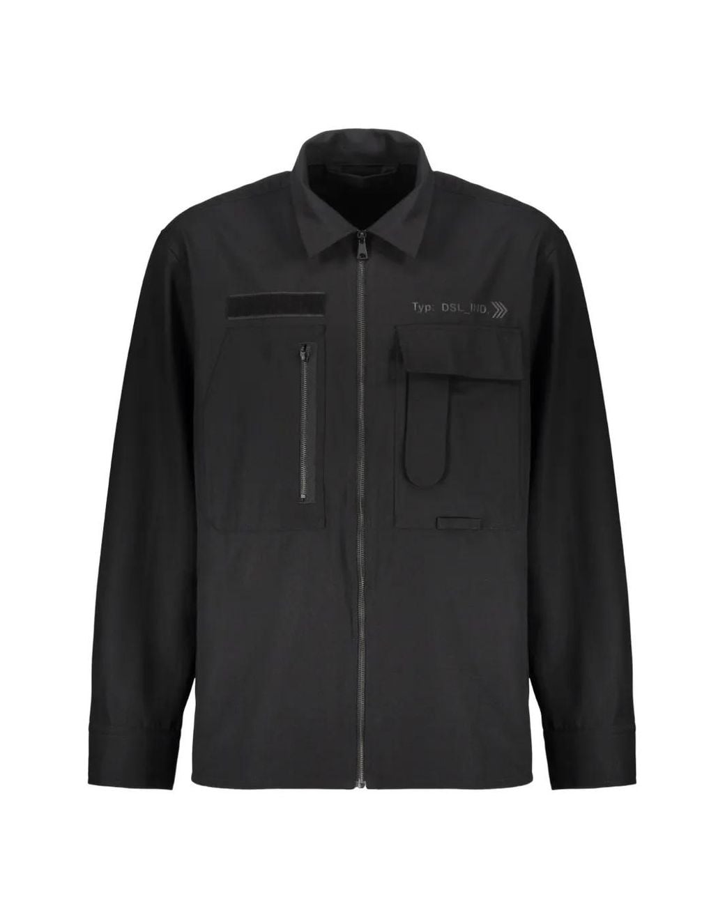 DIESEL Black Zip-Up Pocket-Detail Shirt for men