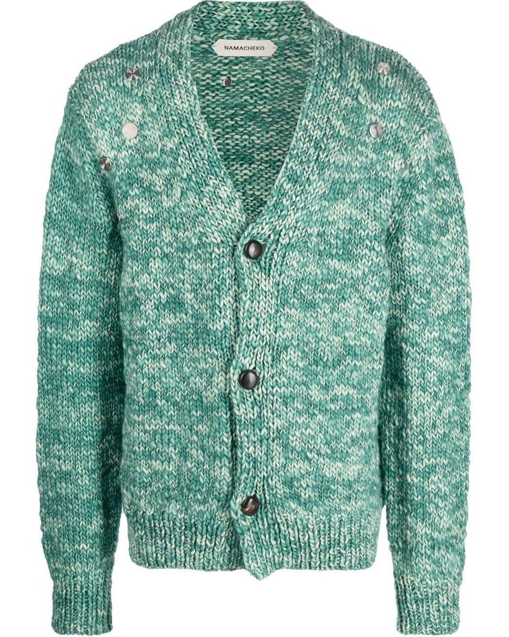 NAMACHEKO Merino Wool V-neck Cardigan in Green for Men | Lyst 入荷中 namacheco ナマチェコ カーディガン カーディガン
