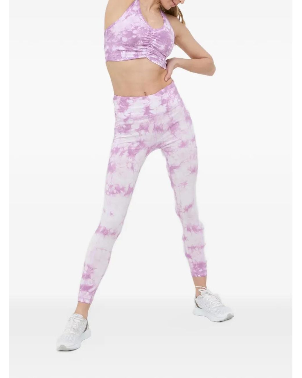 DKNY Purple Tie-Dye Ruched-Detail Sports Bra