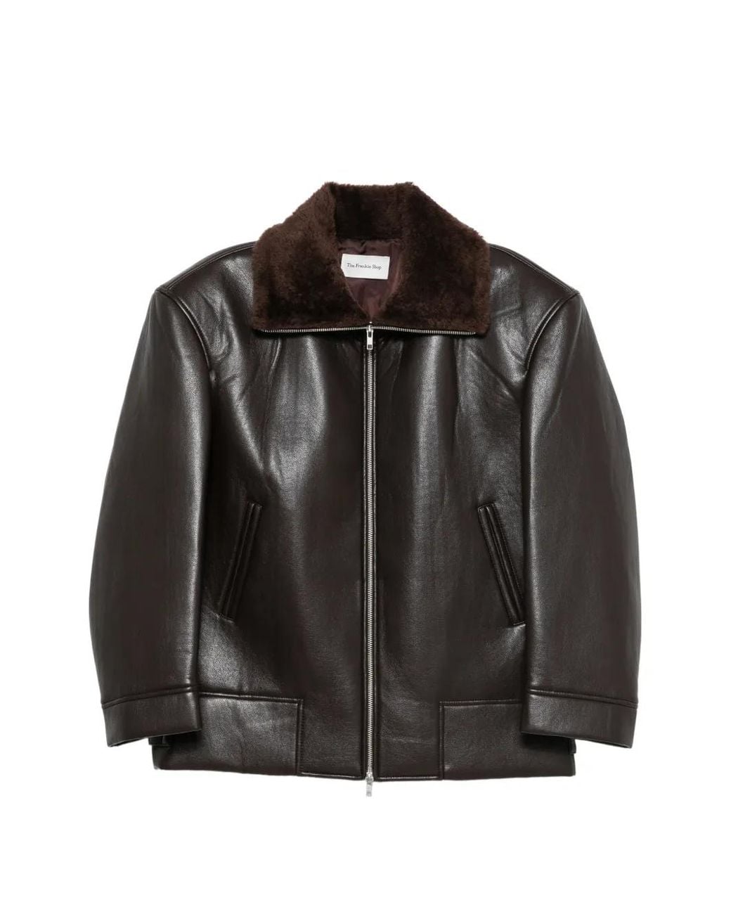 Frankie Shop Black Aspen Shearling-Collar Faux-Leather Jacket